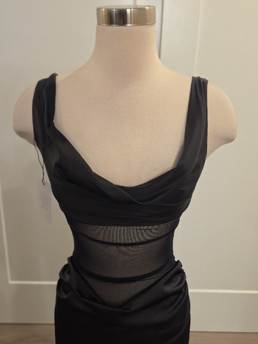 superdown sexy Black Sheer bodice Maxi Dress size S new with tags - Picture 4 of 10